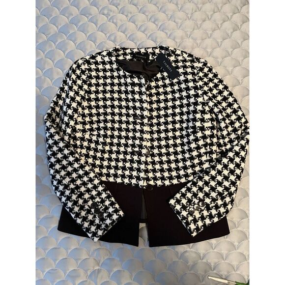 NEW Talbots Button Down Houndstooth Jacket Womens Size 4 Black White - Picture 3 of 4